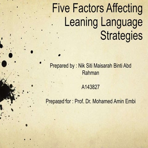 Five Factors That Affecting Learning Language Strategies