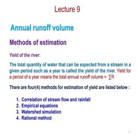 Class lectures on Hydrology by Rabindra Ranjan Saha Lecture 9