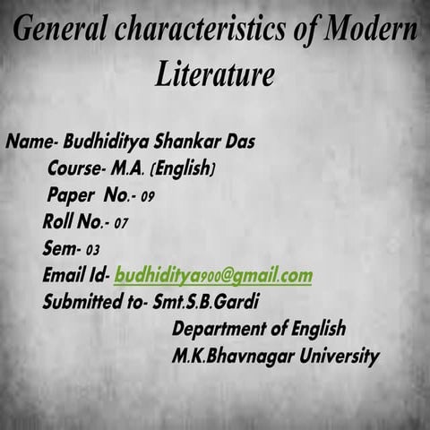 General Characteristics of Modern Literature