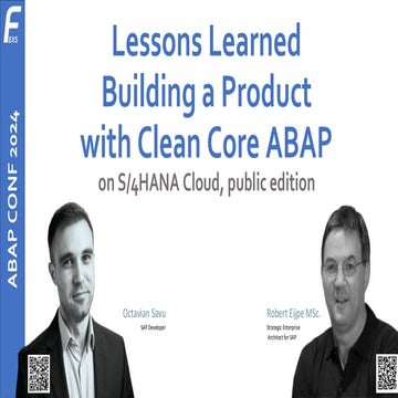 Lessons Learned building a product with clean core abap