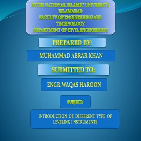  DIFFERENT  TYPE  OF LEVELING I NSTRUMENTS