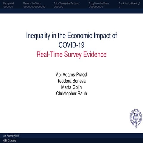Impact of COVID-19 on Economic Inequality and Employment Progression, Abi Ada...