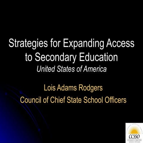 Strategies for Expanding Access to Secondary Education