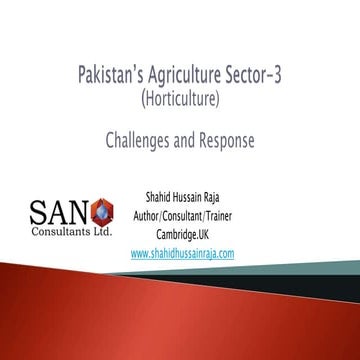 Pakistan's  Horticulture Sector: Challenges & Response