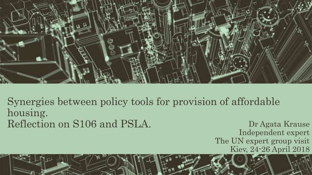 Synergies between policy tools for provision of affordable housing