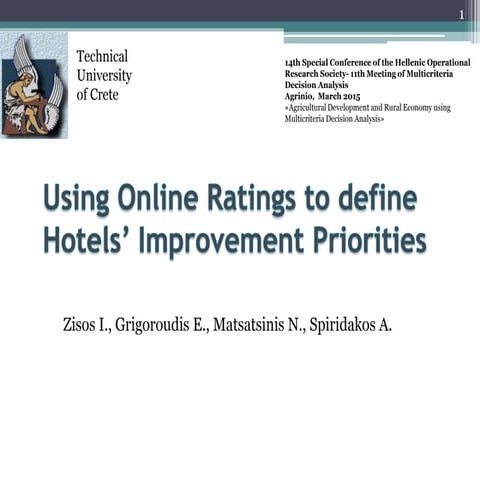Using Online Ratings to define Hotels’ Improvement Priorities (I. Zisos)