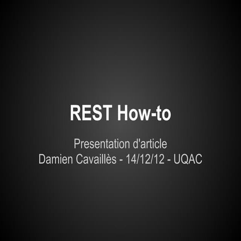 Presentation article rest : How-to