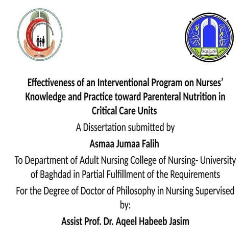 Presentation of dissertation about TPN in ICU