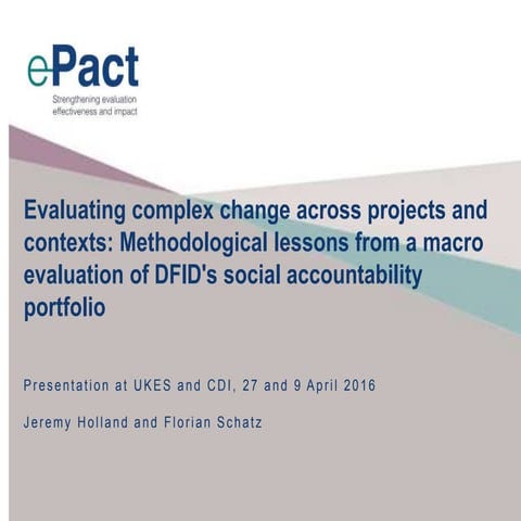 Evaluating complex change across projects and contexts: Methodological lesson...