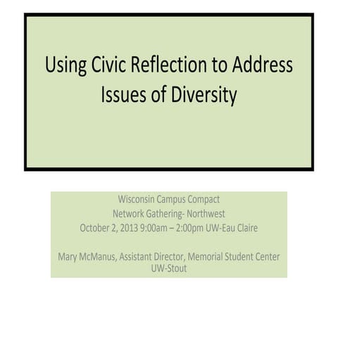 Using Civic Reflection to Address Issues of Diversity