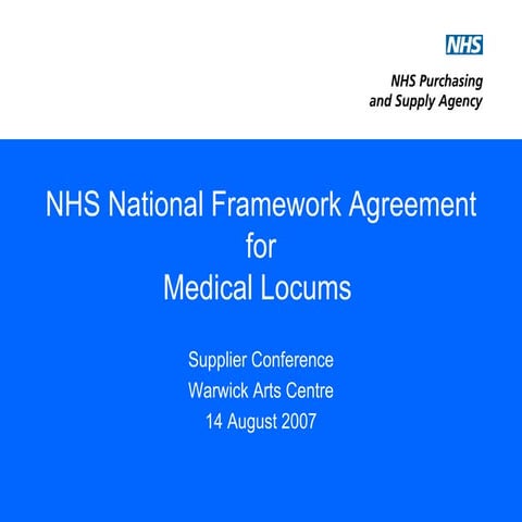 NHS National Framework Agreement for Medical Locums