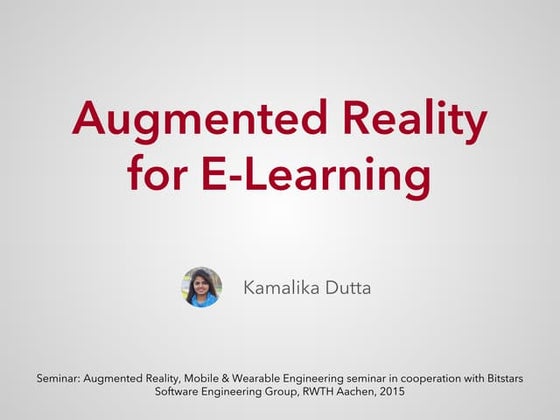 Augmented Reality for E-Learning