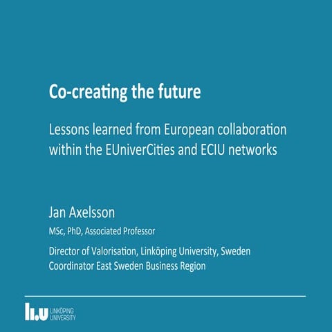 Axelsson, Jan - European collaboration within the EUniverCities