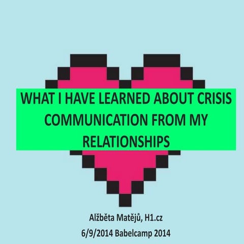 Alžběta Matějů: Crisis communication na BabelCampu