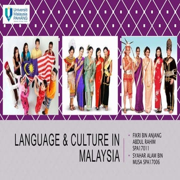 Languange & Culture in Malaysia