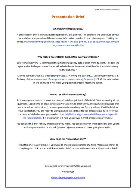 Presentation Brief