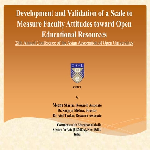 Development and Validation of a Scale to Measure Faculty Attitudes toward Open Educational Resources