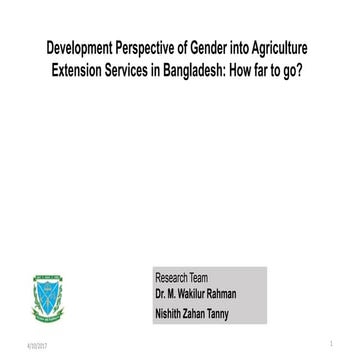 Integrating Gender in Extension in Bangladesh