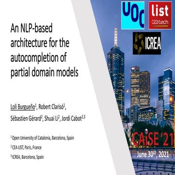 An NLP-based architecture for the autocompletion of partial domain models