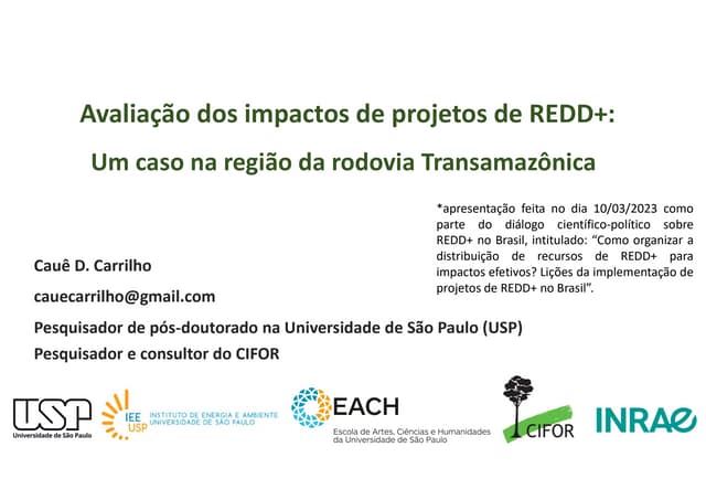 thumbnail of  Impacts of voluntary REDD+ Projects (Avaliação dos impactos de projetos de REDD+: Um caso na região da rodovia Transamazônica)