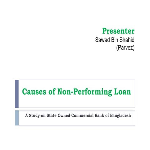Causes of Non-Performing Loan: A Study on State Owned Commercial Bank of Bang...