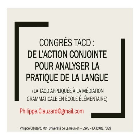 Présentation au Congres TACD juin 2019 : De l'action conjointe pour analyser ...