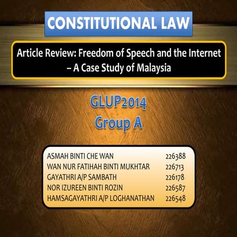 ARTICLE REVIEW: FREEDOM OF SPEECH AND THE INTERNET