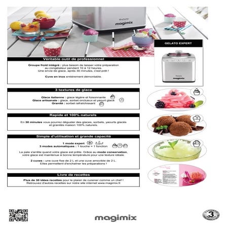 Turbine à Glace Professionnelle Magimix - 1,6 L - Cuve Et Pale Incluses - Occasion