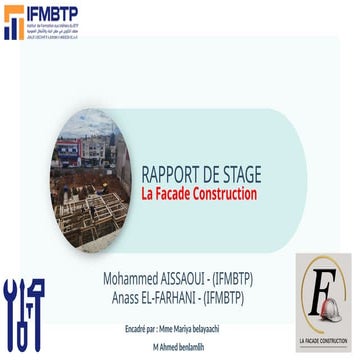 PRESENTATION DE STAGE DE FIN D4ETUDE TECHNICIEN METHODE EN BTP | PPTX