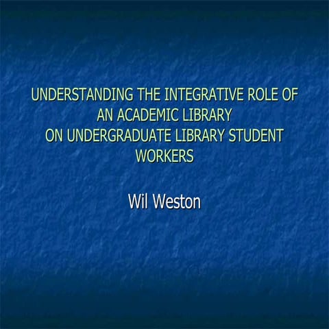 Library Student Workers and their Acacemic and Social Integration