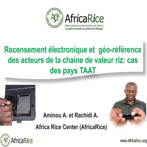 Recensement électronique et  géo-référence des acteurs de la chaine de valeur...