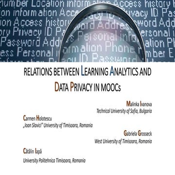 RELATIONS BETWEEN LEARNING ANALYTICS AND DATA PRIVACY IN MOOCs