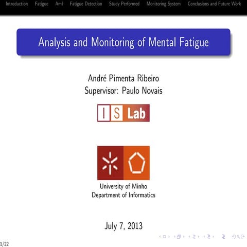 Analysis and Monitoring of Mental Fatigue