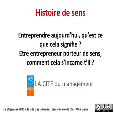 Présentation sur l'entrepreneuriat porteur de sens