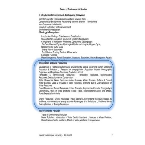 Population growth and Natural resources