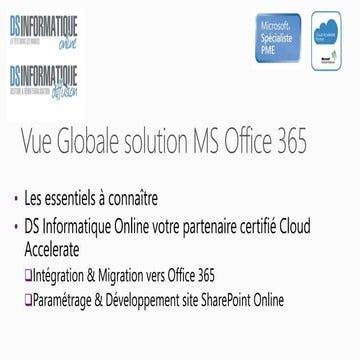 Presentation des Essentiels de MS Office365