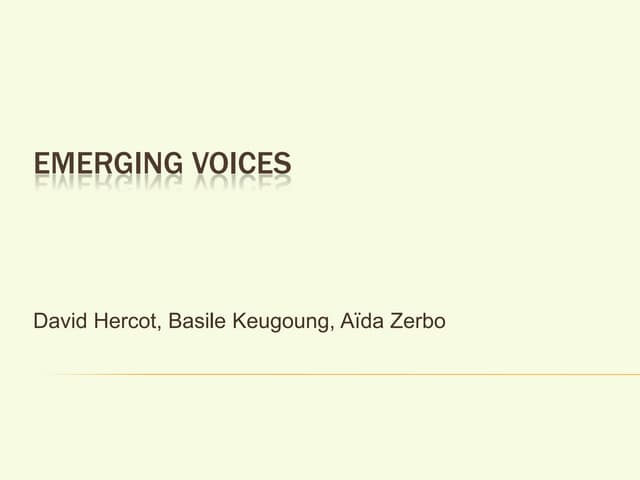 Emerging Voices for Global Health