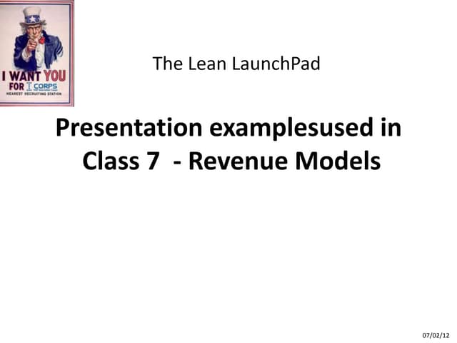 Presentation examples for class 7 revenue models