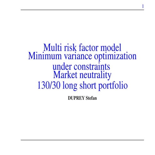 Multi risk factor model 