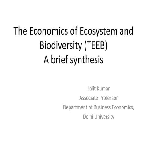 Economics of Ecosystem and Biodiversity