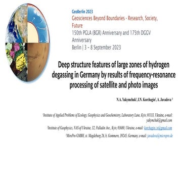 Deep structure features of large zones of hydrogen degassing in Germany by re...