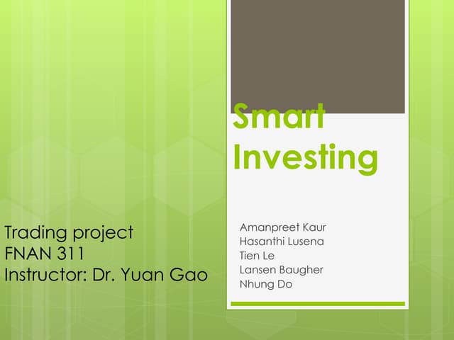 Fnan 311: Principle of Investment