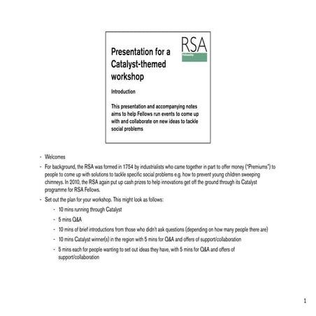 Presentation for Catalyst workshop, with notes