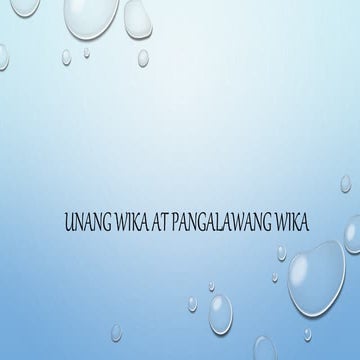 Unang wika at Pangalawang wika