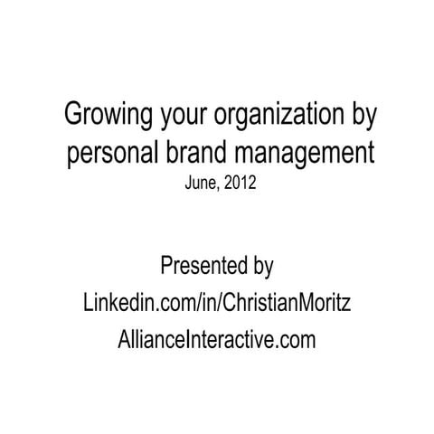 Growing your organization or business brand by personal brand management.