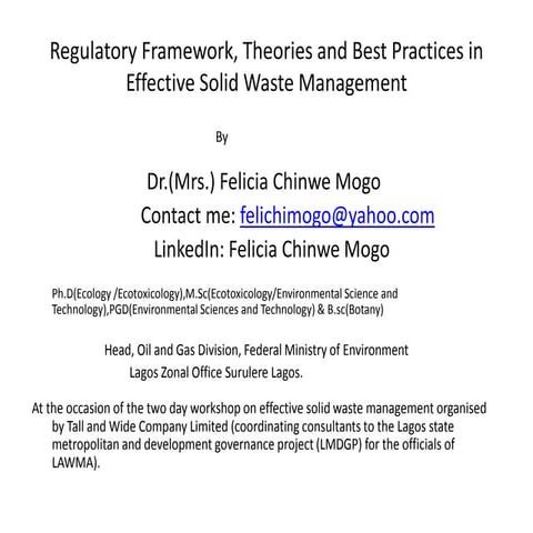Best Practices for Solid Wastes Management
