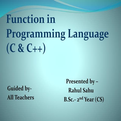 Function in C and C++ | PPT
