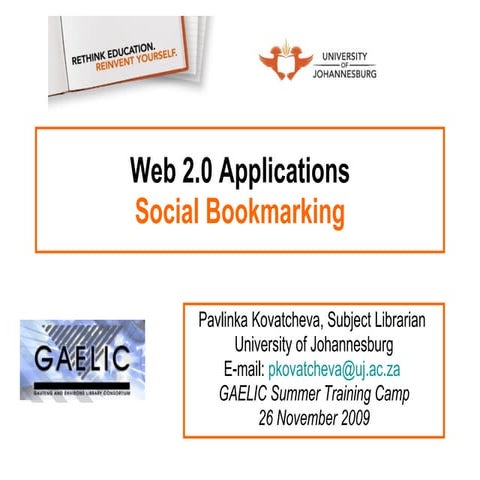 Web 2.0 Applications: Social Bookmarking