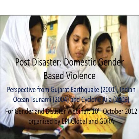 Gender Based Violence in a Post Emergency Situation