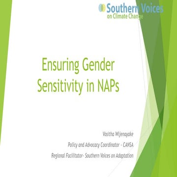 Ensuring Gender Sensitivity in NAPs